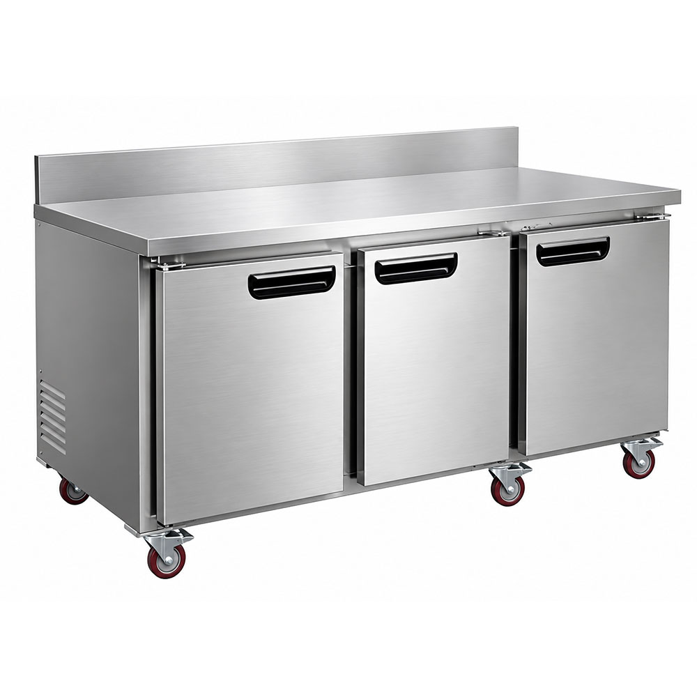 Leader NSFB72BS 72" Worktop Refrigerator with 3 Full Doors and Backsplash