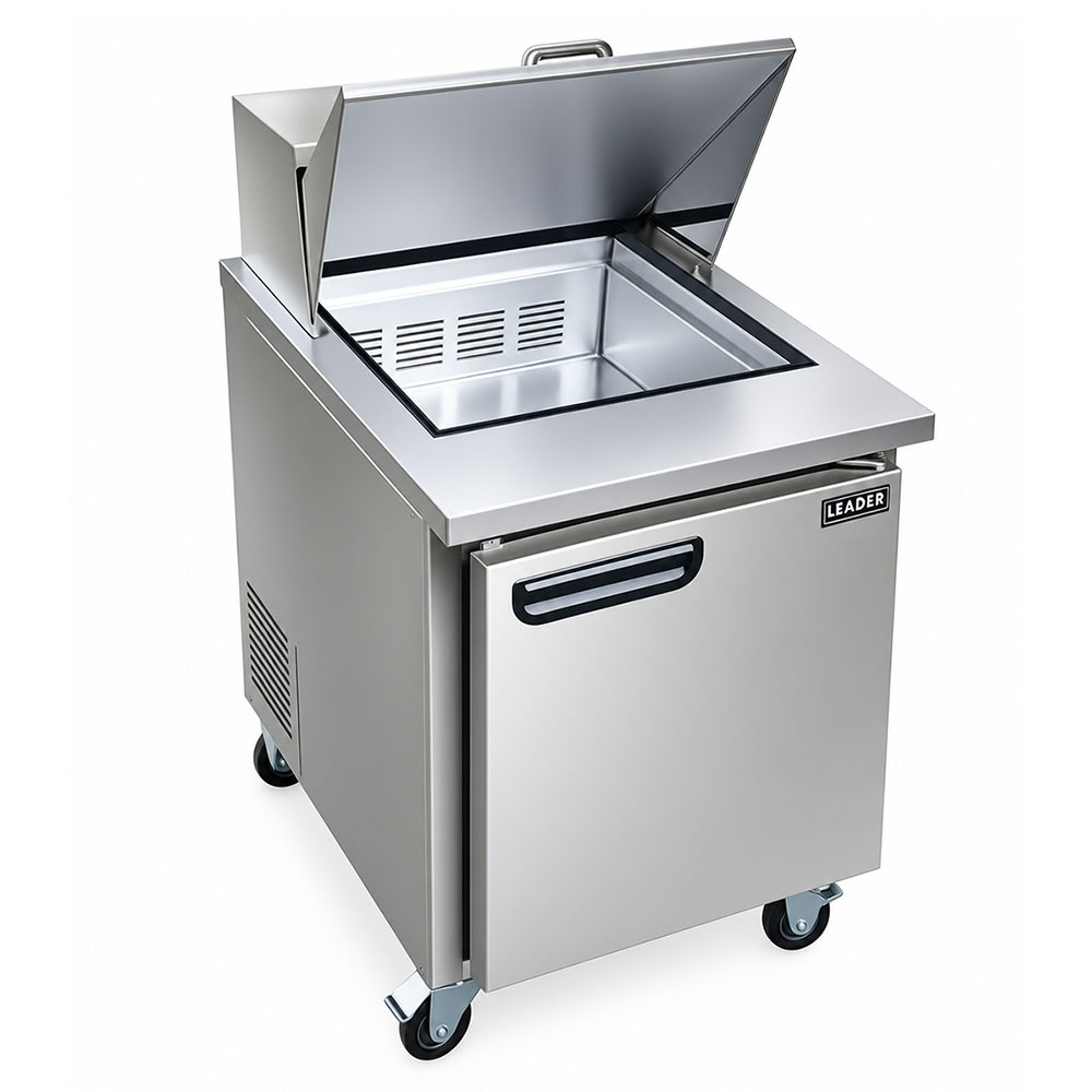 Leader NSFM27 27" 1 Door Mega Top Bain Marie / Sandwich & Salad Refrigerated Prep Table