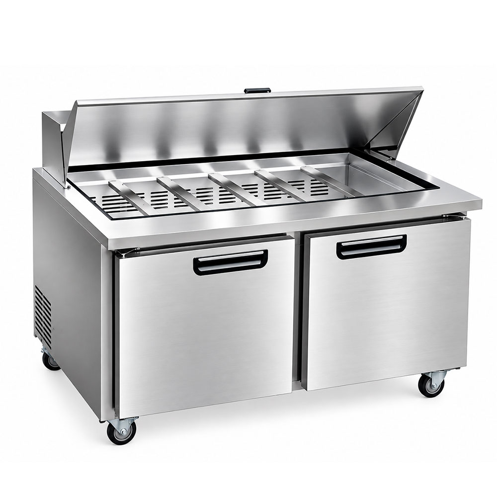 Leader NSFM60 60" 2 Door Mega Top Bain Marie / Sandwich & Salad Refrigerated Prep Table