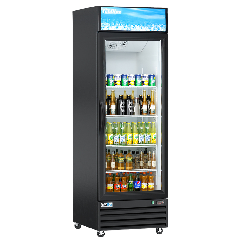 Coldline LGX-426WL 24" Glass Door Merchandiser Refrigerator with LED lighting, Black
