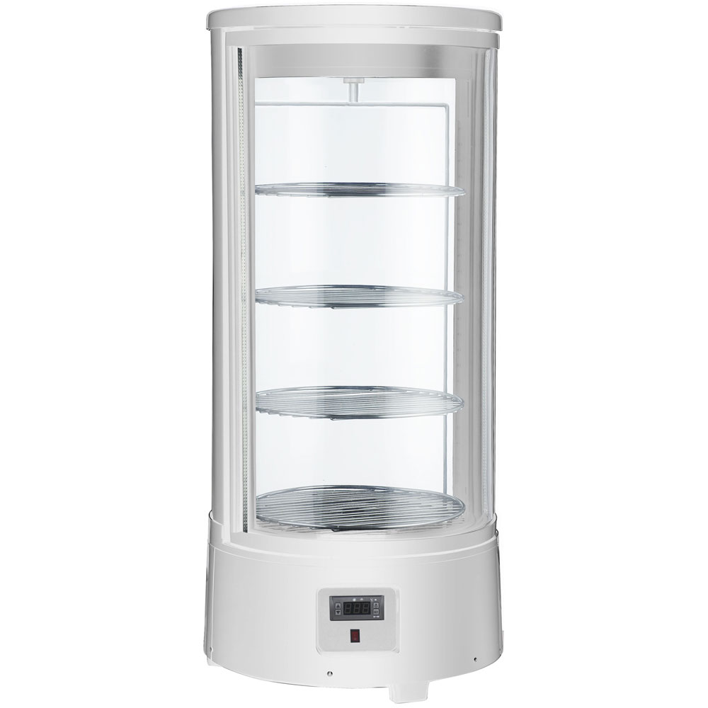 Marchia MDCR78-W White Countertop Rotating Refrigerated Bakery Display Case with LED Lighting