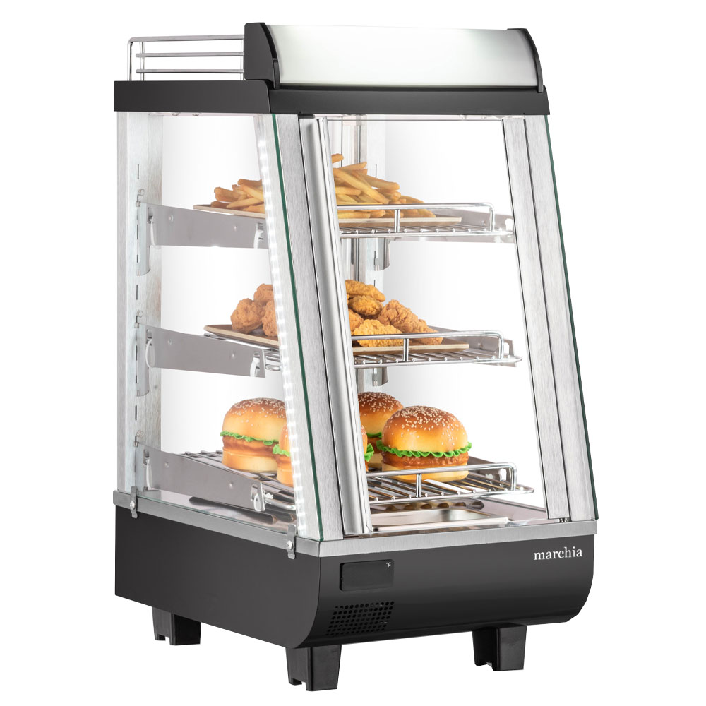 Marchia MHCC76 14" Heated Countertop Display Front, Rear Doors