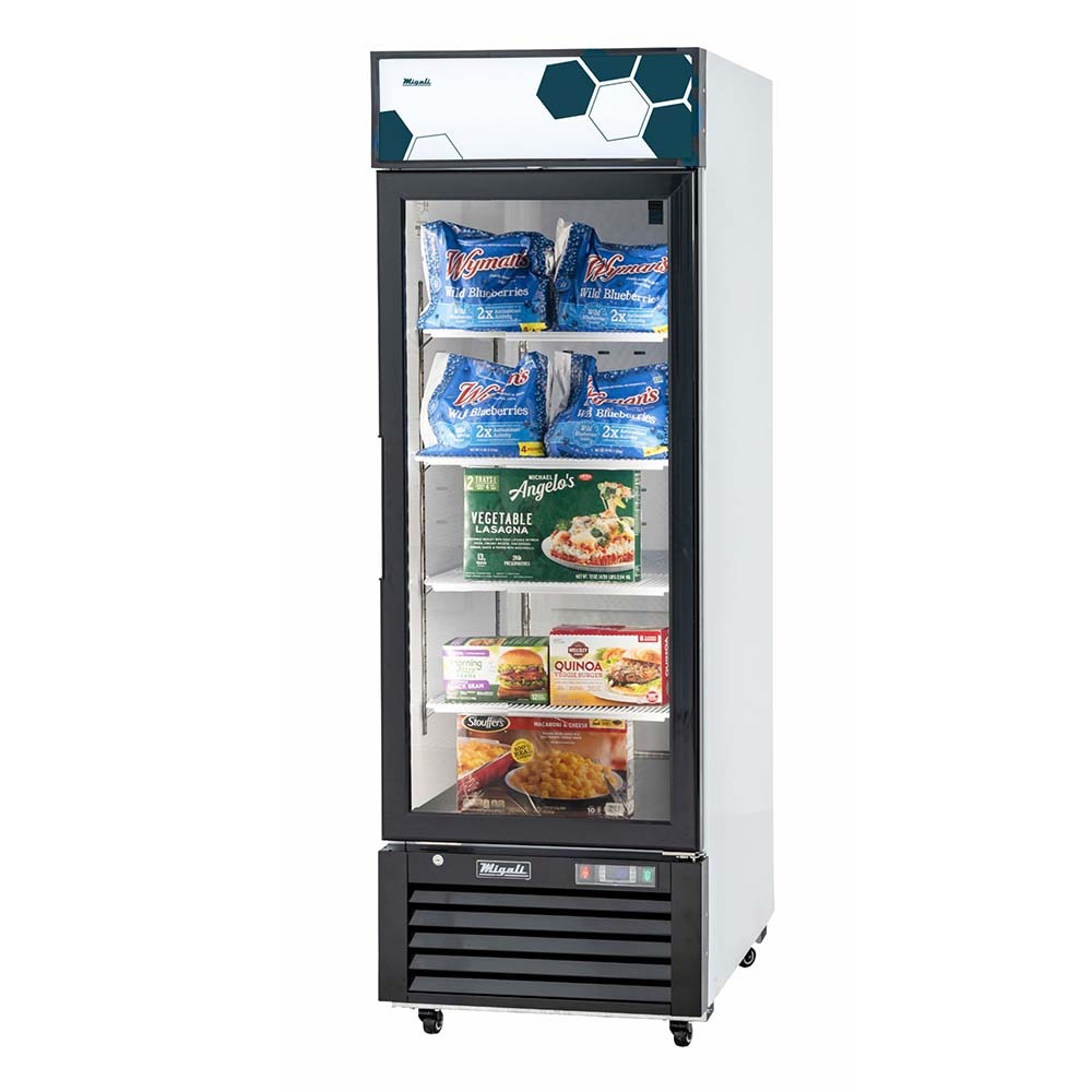 Migali C-10FM-HC 24.2" Glass Door Merchandiser Freezer with LED Lighting, Black