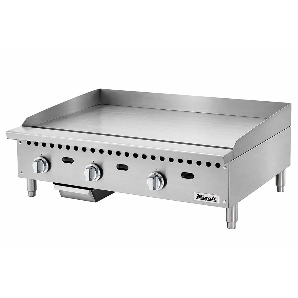 Migali C-G36T 36" Gas Countertop Griddle with Thermostatic Control - 75,000 BTU