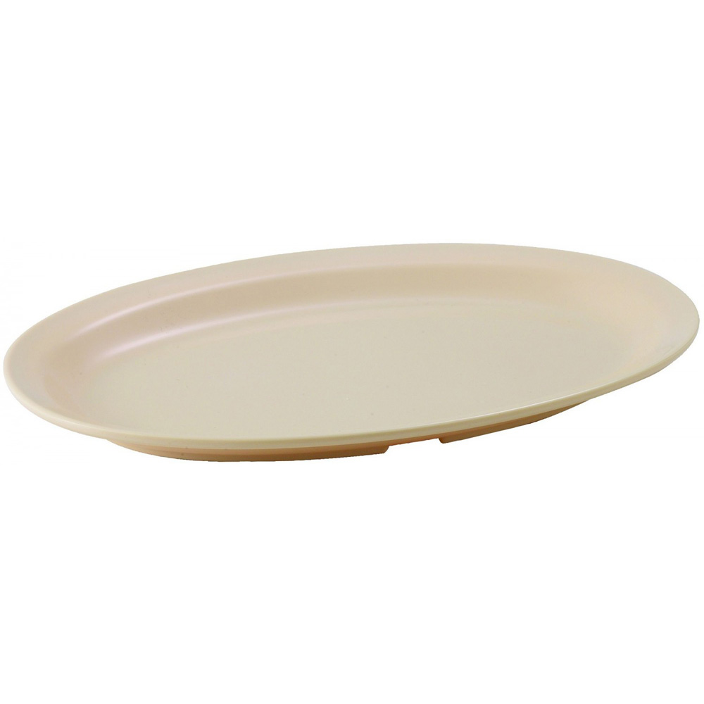 Winco MMPO-118 Tan Oval Melamine Platter, 11-1/2" x 8"