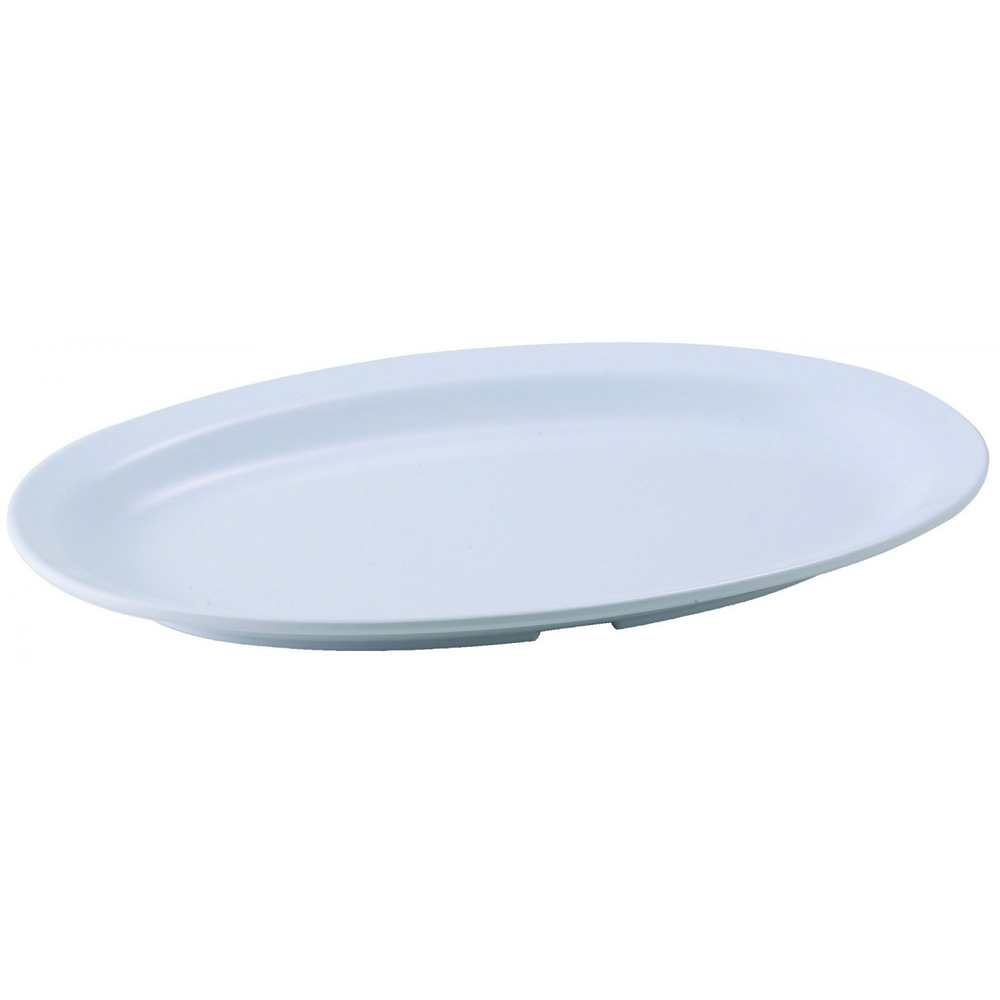 Winco MMPO-118W White Oval Melamine Platter, 11-1/2" x 8"