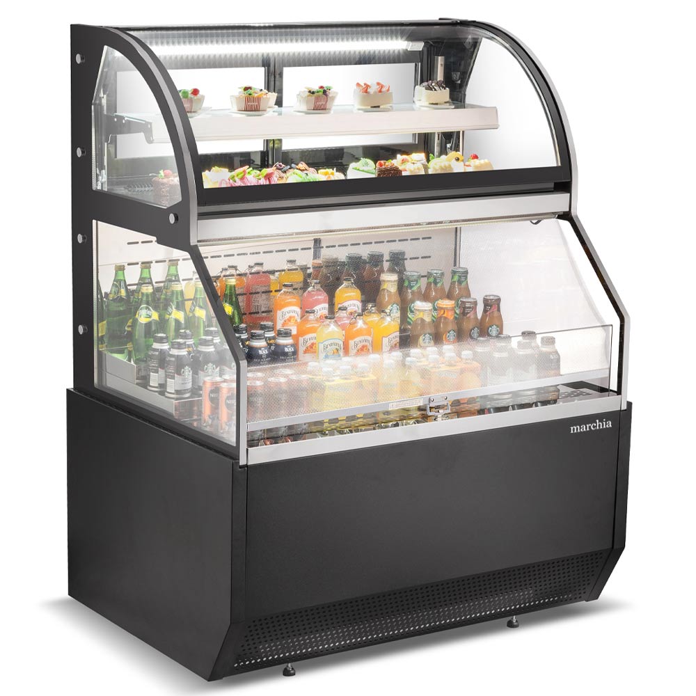 Marchia MSTAR48 48" Black Dual Service Open Air Display Case Merchandiser