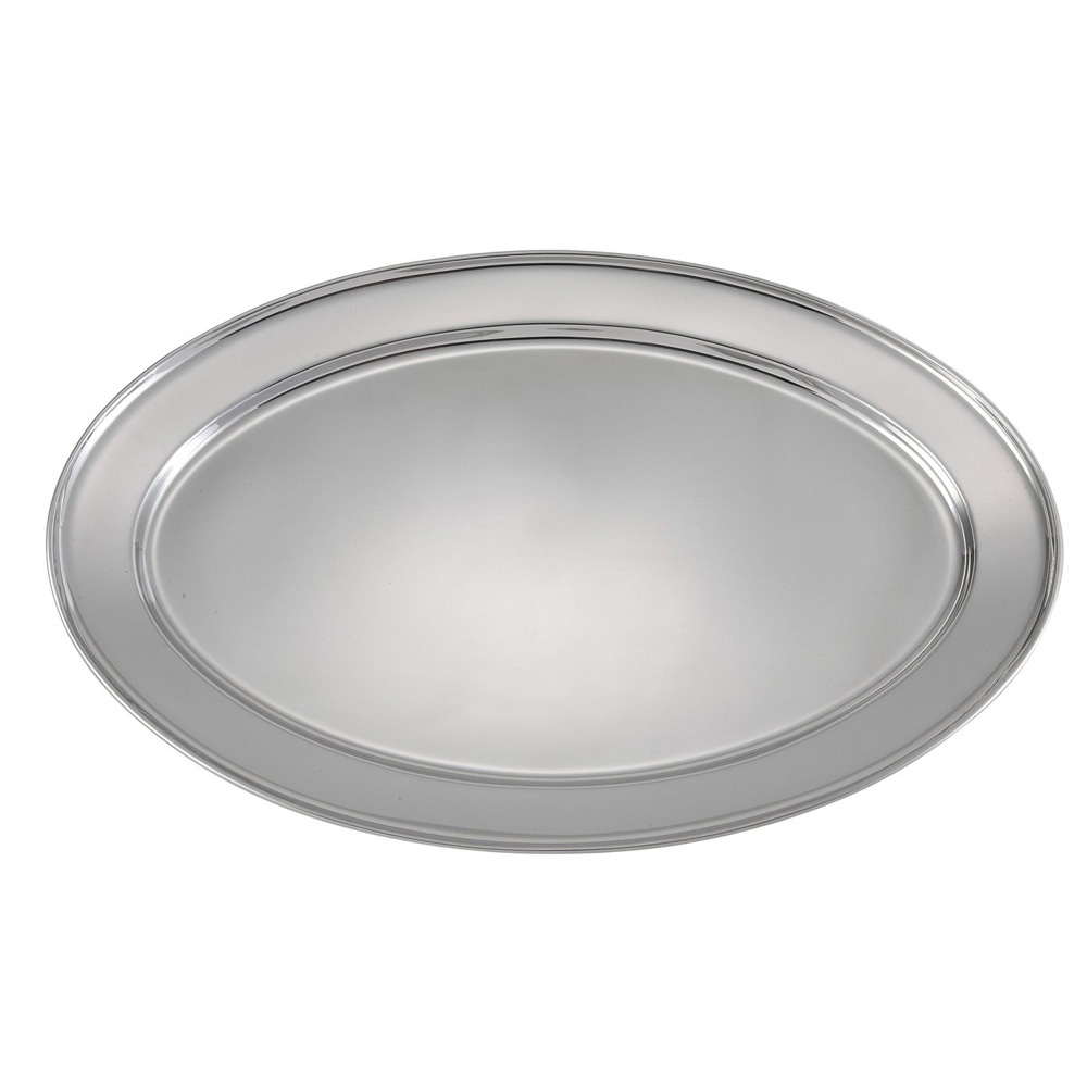 Winco OPL-22 Oval Stainless Steel Platter, 21-5/8" x 15"