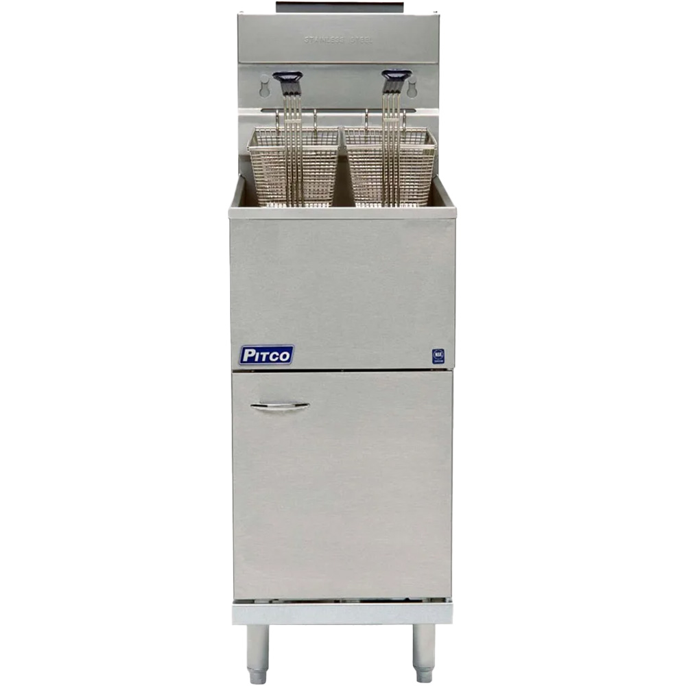 Pitco 45C+S-LP Liquid Propane Gas 42-50 lb. Stainless Steel Floor Fryer - 122,000 BTU