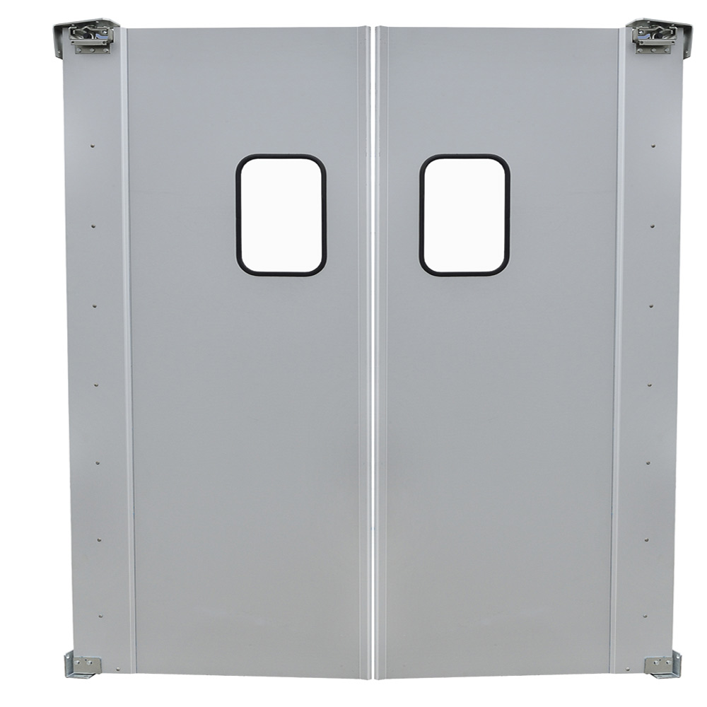 Prepline 72" x 84" Double Aluminum Swinging Service Traffic Door with 9" x 14" Window