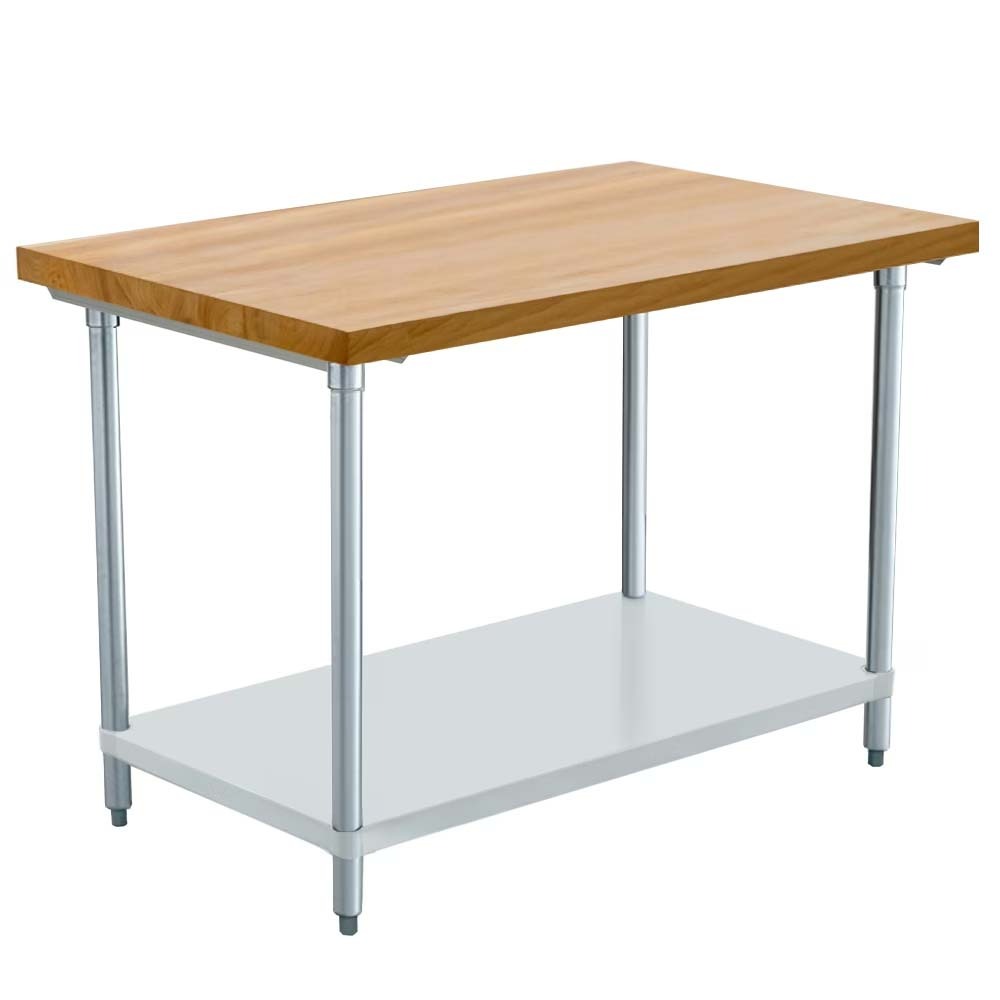 Prepline PWTG-3048-M 30"D x 48"L Maple Top Worktable with Undershelf (BRAND NEW OVERSTOCK)
