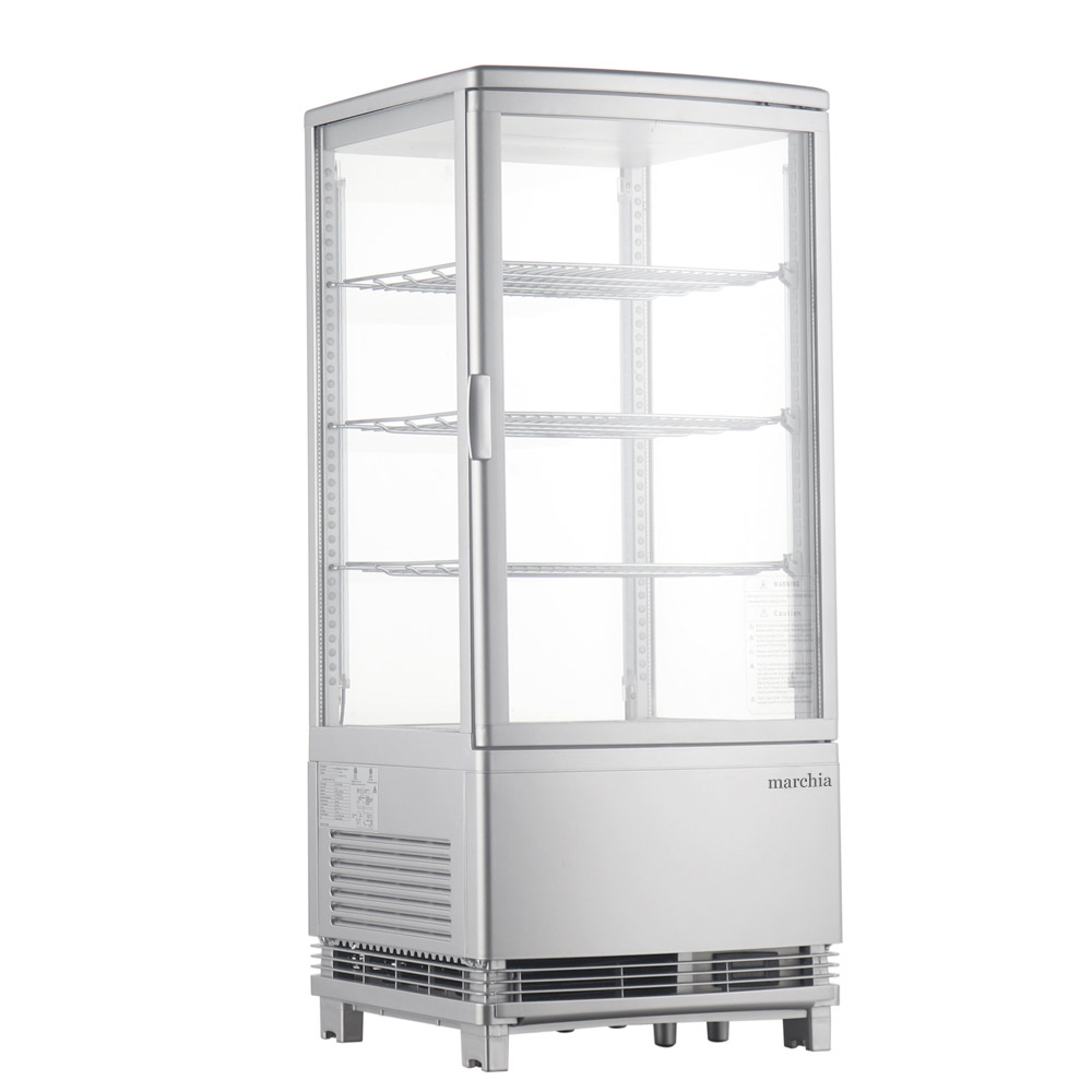 Marchia MDC78S Silver Countertop Refrigerated Glass Display Case with LED Lighting