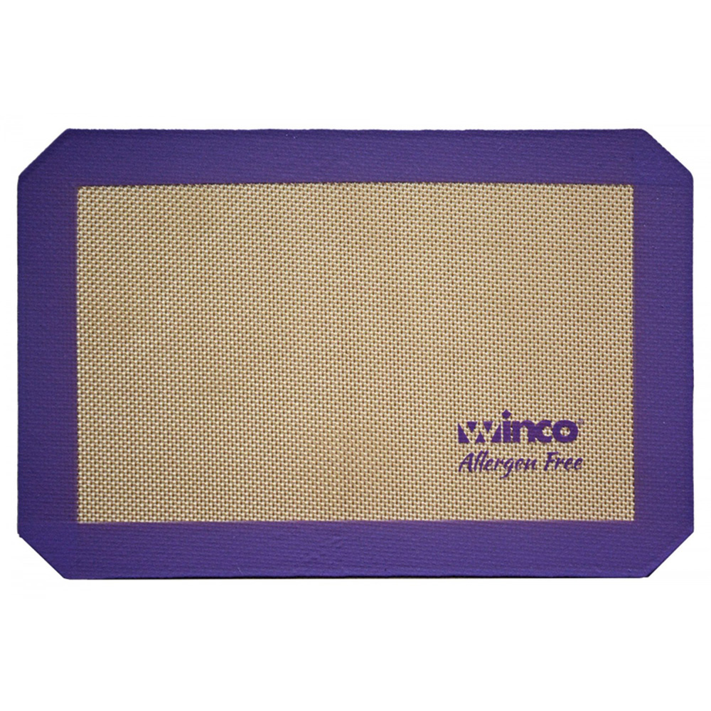 Winco SBS-11PP Quarter Size Allergen-Free Purple Silicone Baking Mat, 8-1/4" x 11-3/4"