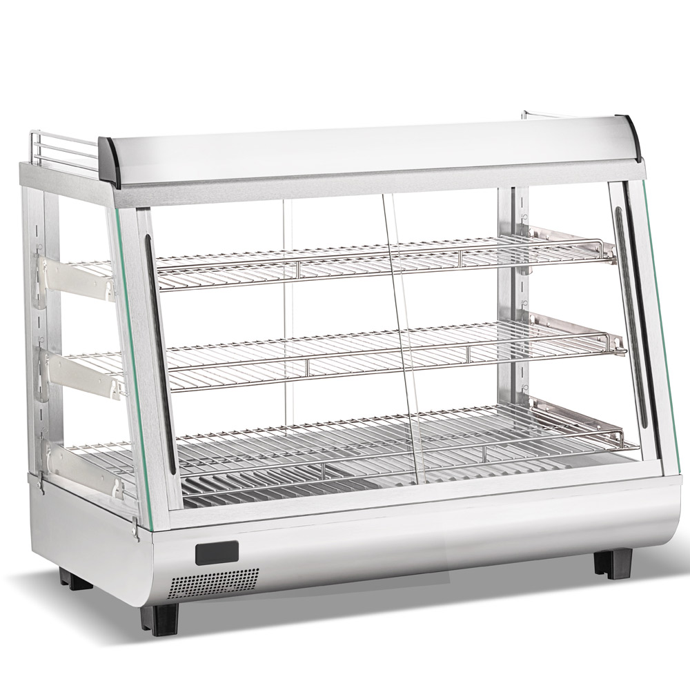 Marchia SHCC136 34" Stainless Steel Heated Countertop Display Front, Rear Doors
