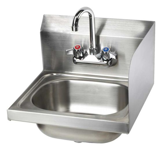 L&J WHS-01-R 16" Stainless Steel Wall Hung Hand Sink with Faucet, RIGHT SIDE SPLASH
