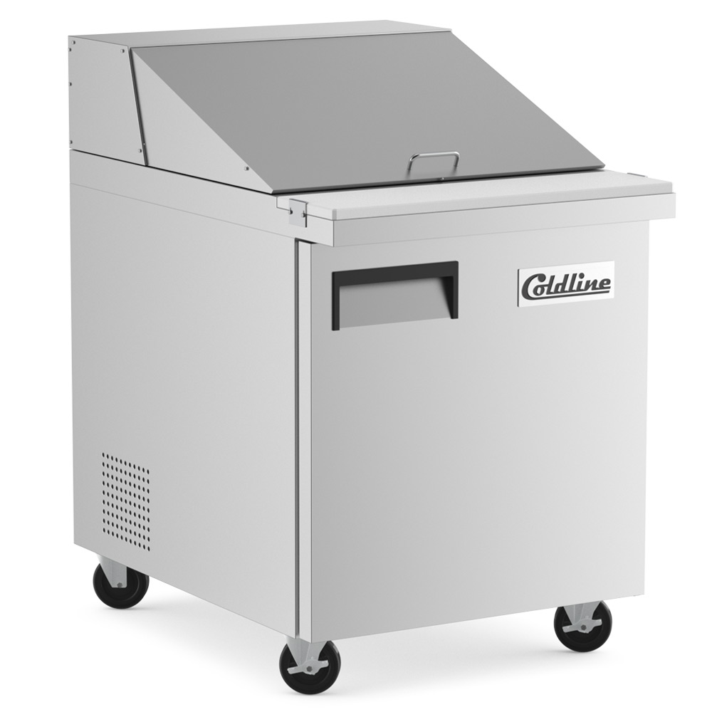 Coldline SMP27 27" Mega Top Refrigerated Sandwich Prep Table with Cutting Board and 12 Food Pans