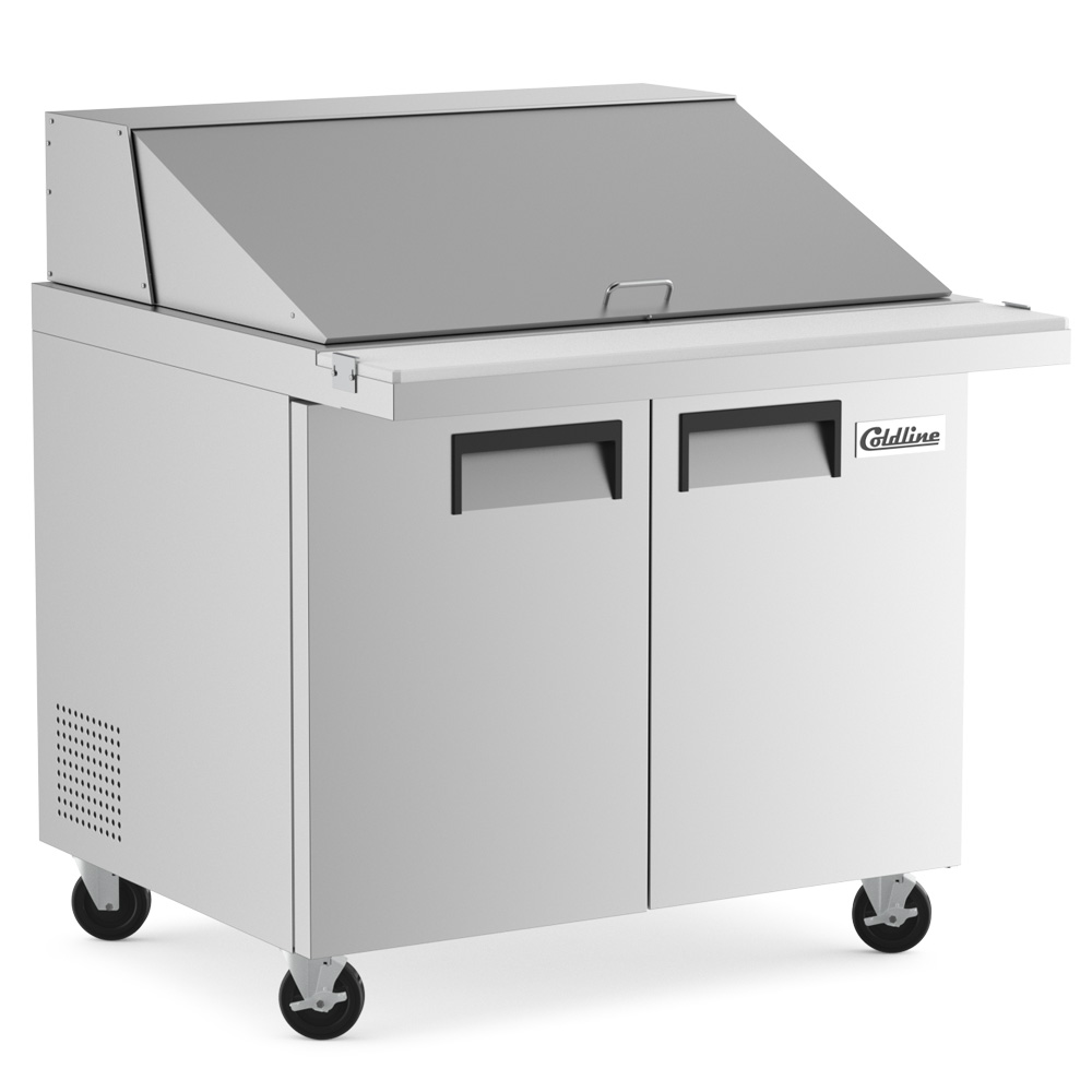 Coldline SMP36 36" Mega Top Refrigerated Sandwich Prep Table with Cutting Board and 15 Food Pans