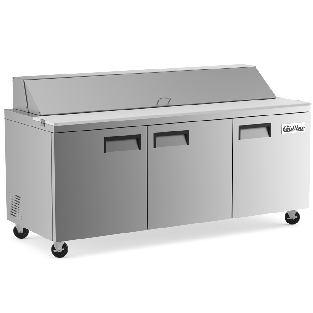 Coldline SP72 72" Refrigerated Sandwich Prep Table with Cutting Board and 18 Food Pans
