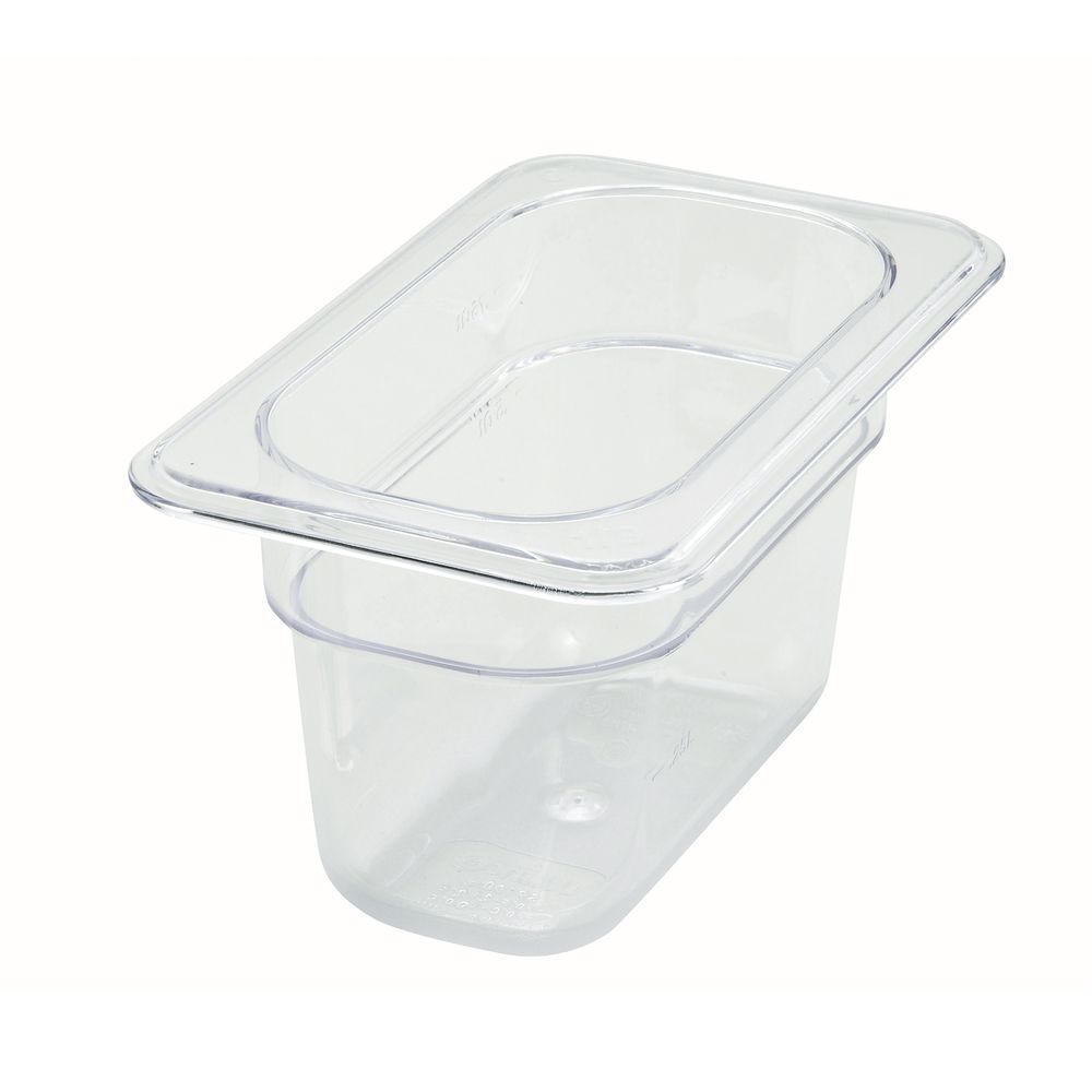 Winco SP7904 1/9 Size Clear Polycarbonate Food Pan, 3 1/2" Deep