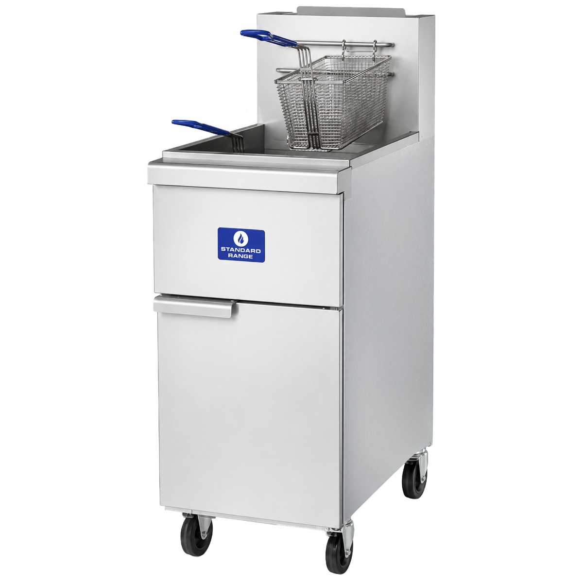 Standard Range SR-F4-LP 50 lb. Liquid Propane Stainless Steel Floor Fryer - 120,000 BTU