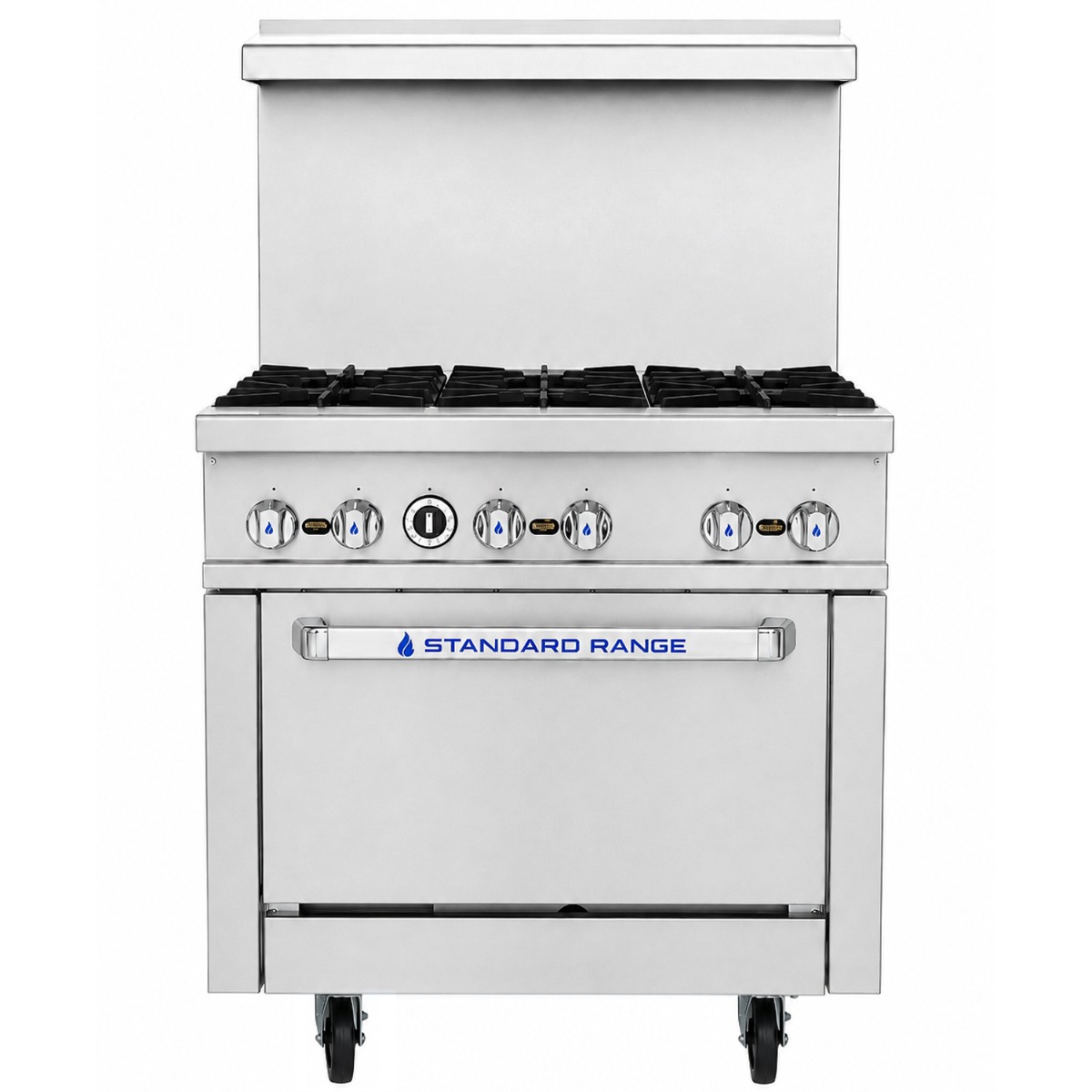 Standard Range SR-R36-NG 36"  Natural Gas Commercial Range with 6 Burners, 1 Oven - 213,000 BTU