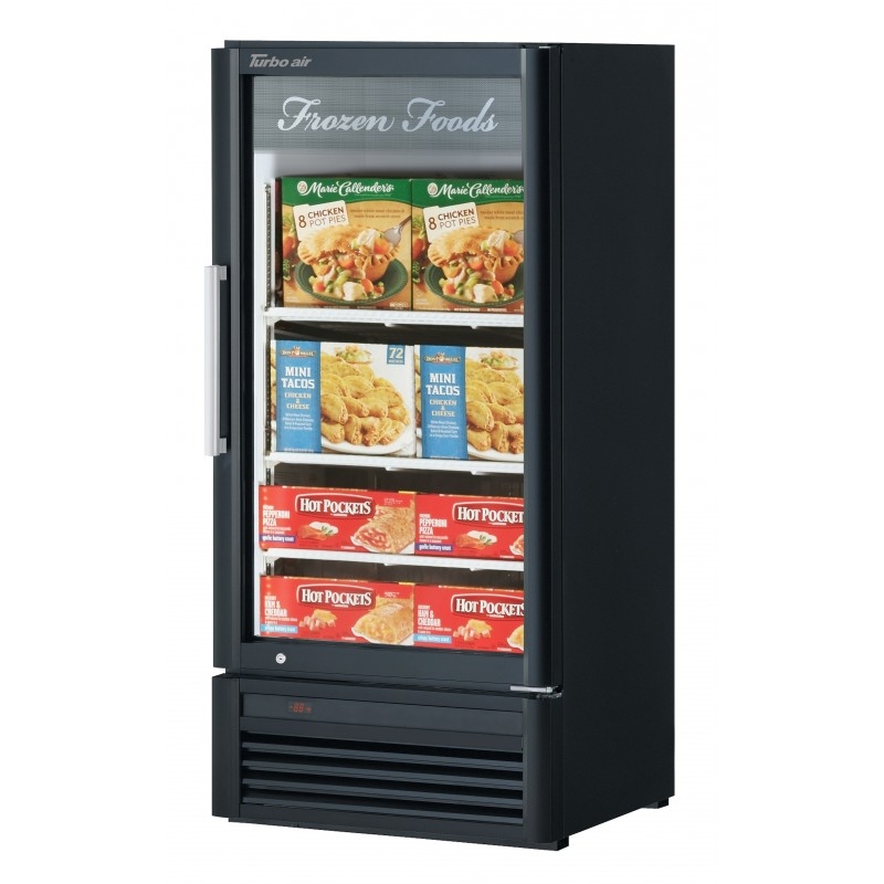 Turbo Air TGF-10SDB-N 26" Glass Swing Door Super Deluxe Black Merchandiser Freezer - 8 Cu. Ft.