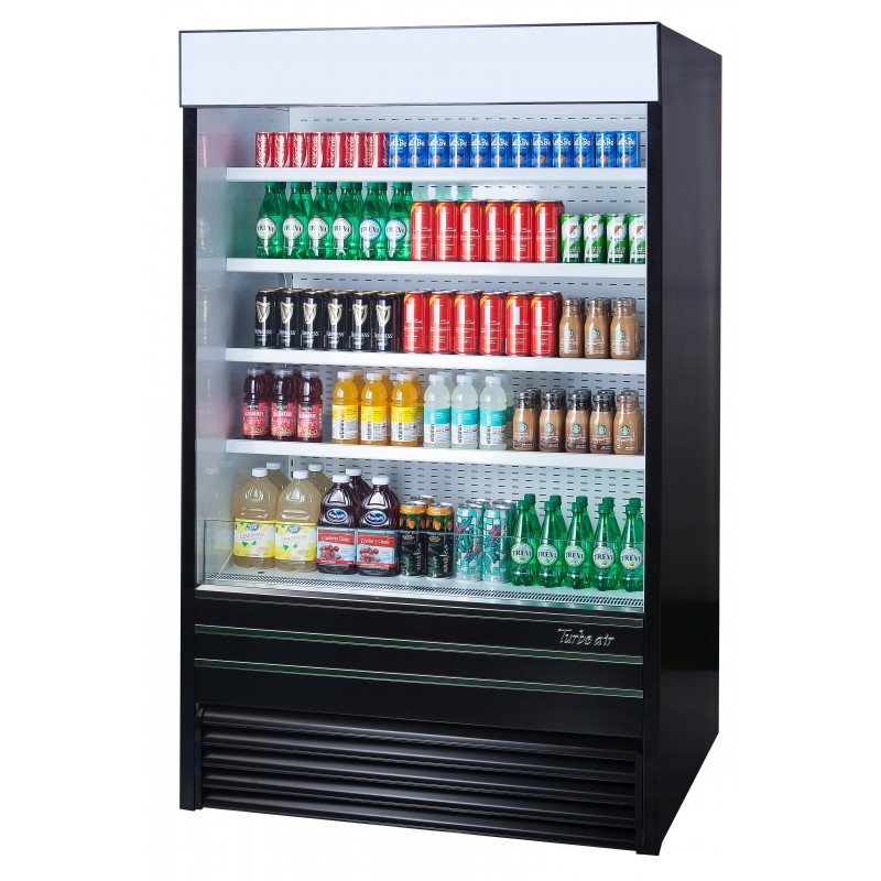 Turbo Air TOM-36EB-N 36" Vertical Air Curtain Open Refrigerated Display Merchandiser - Black