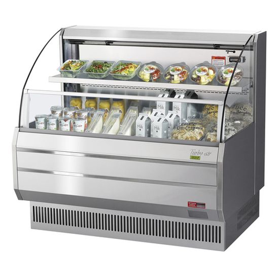 Turbo Air TOM-50LS-N 51" Low-Profile Stainless Steel Horizontal Open Display Merchandiser w/ Glass Side Panels - 10 Cu. Ft.