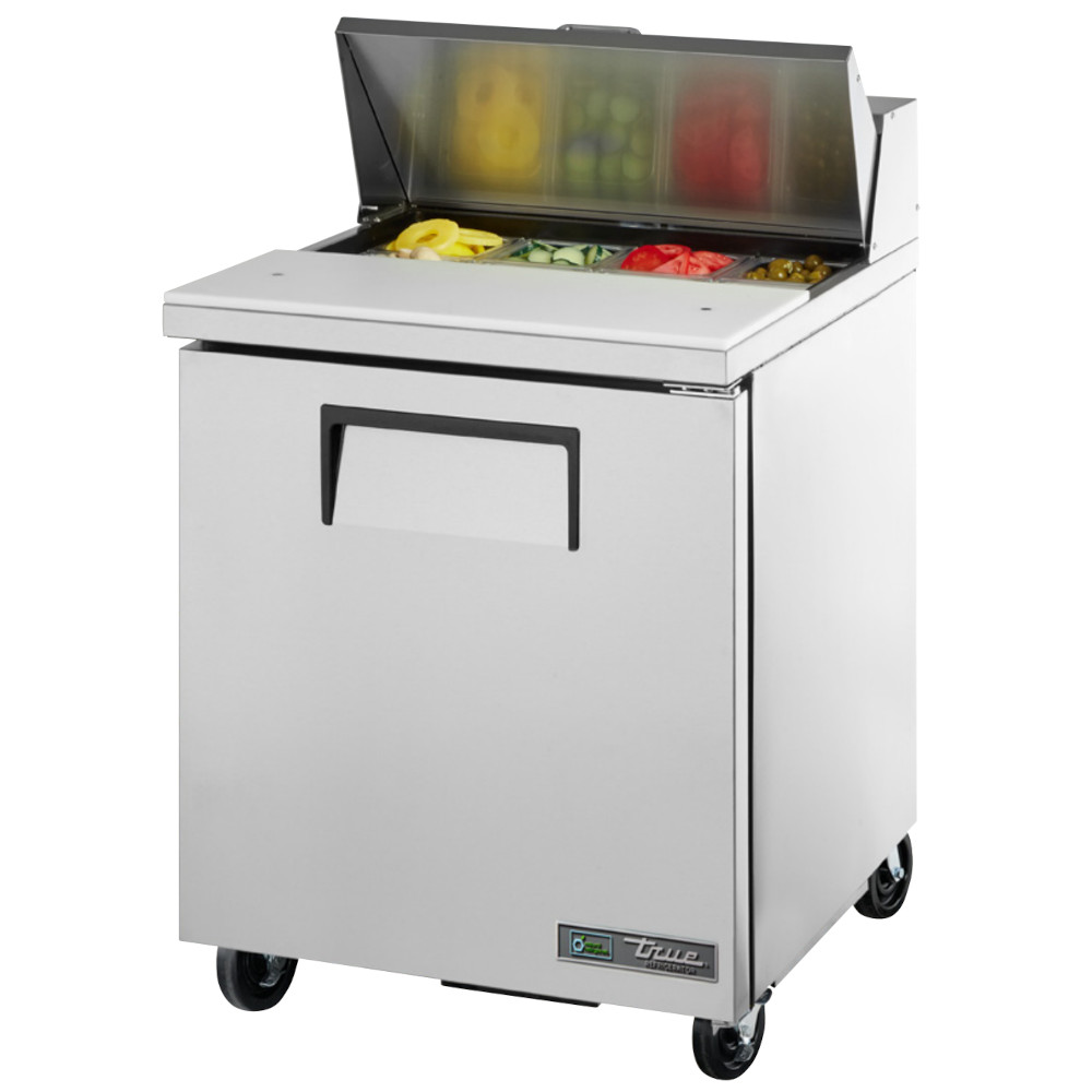 True TSSU-27-08-HC 27" Solid Door Sandwich/Salad Prep Table with Refrigerated Base & 8 Pan Top