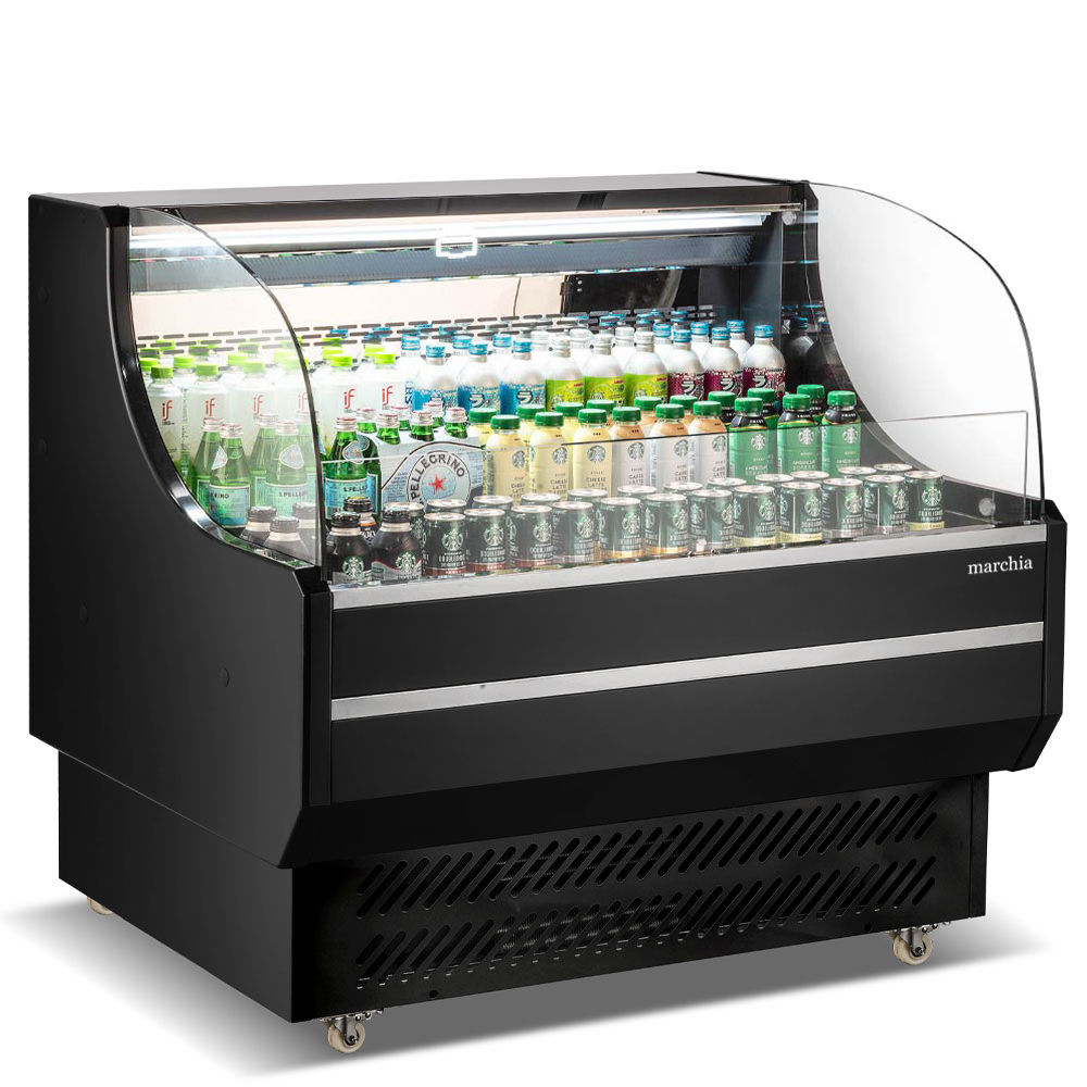 Marchia USTAR48 48" Black Low Profile Open Air Cooler Grab and Go