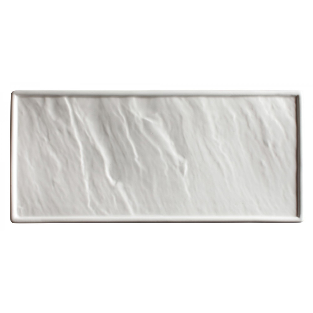 Winco WDP001-203 Ardesia Calacatta Creamy White Porcelain Rectangular Platter, 13-7/8" x 6"