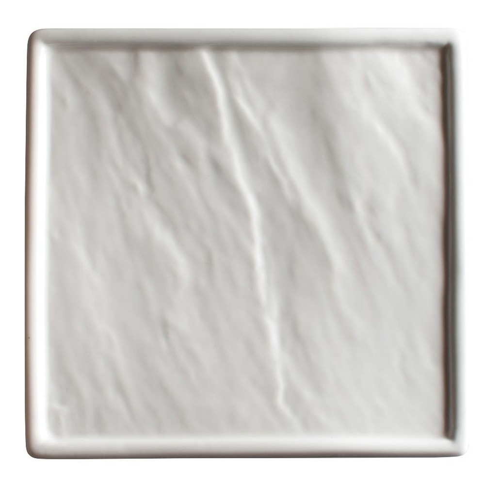 Winco WDP001-207 Ardesia Calacatta Creamy White Porcelain Square Platter, 10-1/4"