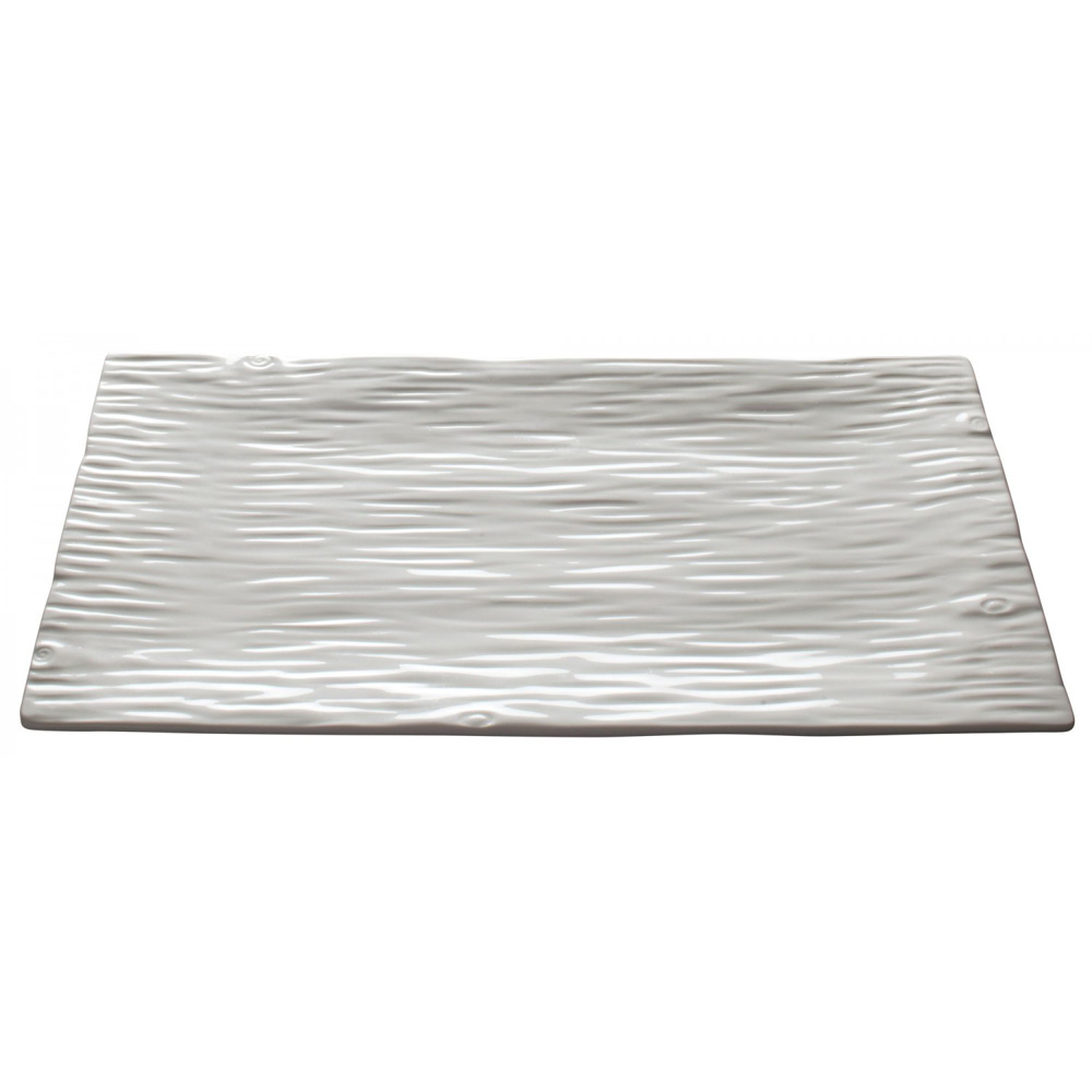 Winco WDP002-202 Ardesia Dalmata Creamy White Porcelain Rectangular Platter, 14" x 8-1/8"