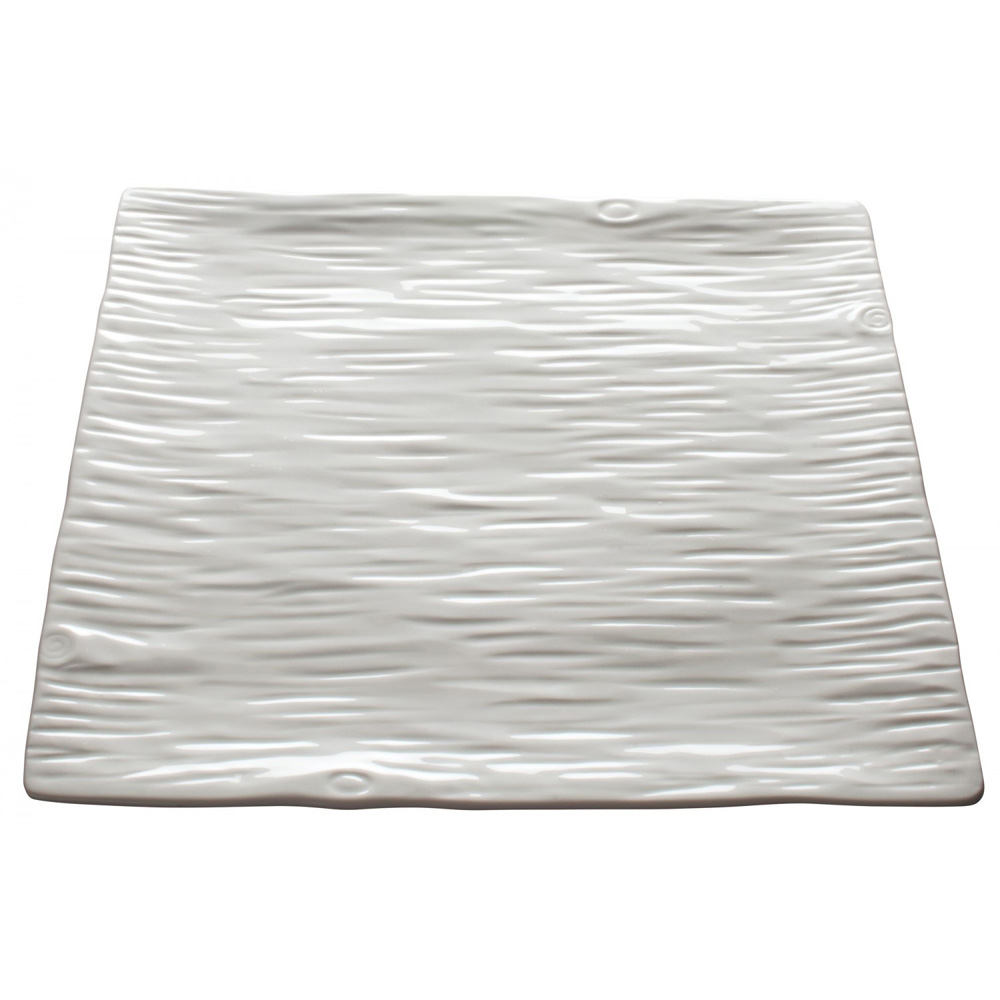 Winco WDP002-206 Ardesia Dalmata Creamy White Porcelain Square Platter, 12"