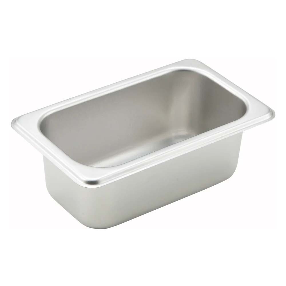 Winco SPN2 Straight-Sided Steam Pan - Ninth-Size 2-1/2" Deep 23 Gauge Stainless Steel