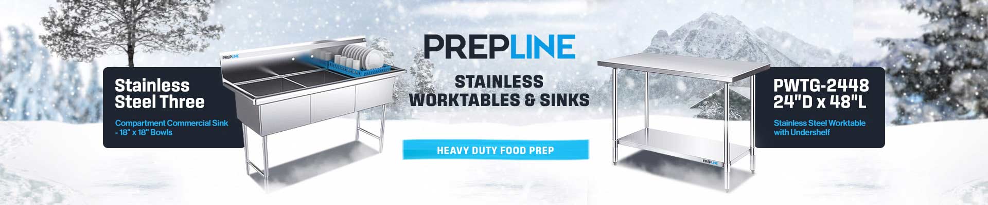 Prepline Stainless Steel Worktables and Sinks
